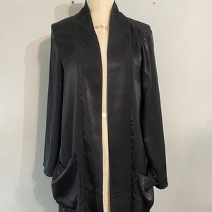 Black Satin Duster Cardigan